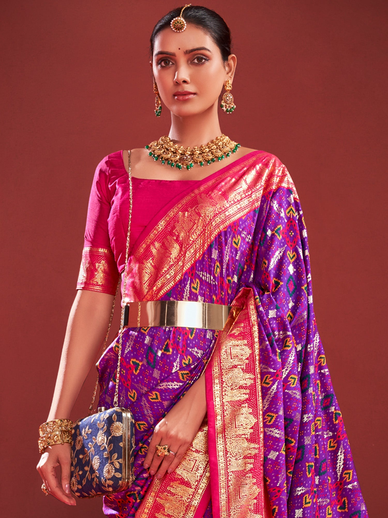 NOZ2TOZ Women's Tussar Silk Purple Printed Designer Saree With Blouse Piece - Distacart