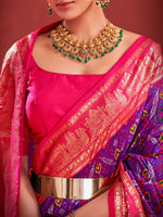 Thumbnail for NOZ2TOZ Women's Tussar Silk Purple Printed Designer Saree With Blouse Piece - Distacart