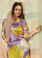 Thumbnail for Prazu Fashion Light Lavender Printed Cotton Reyon Kurta Pant Set - Distacart