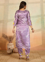 Thumbnail for Prazu Fashion Light Lavender Printed Cotton Reyon Kurta Pant Set - Distacart