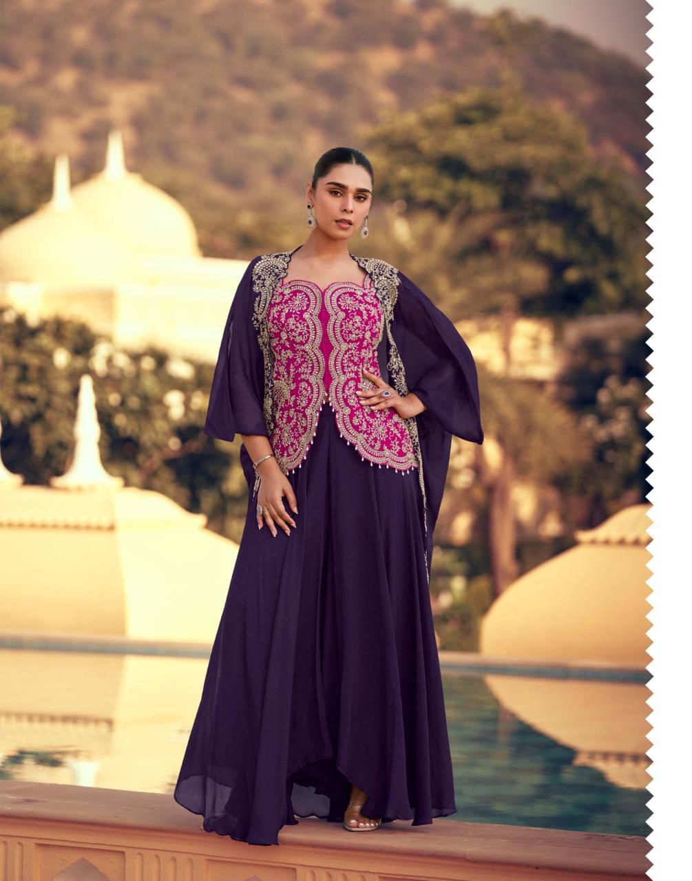 Aarshi Fashions Pink Chinon Wedding Gowns - Distacart