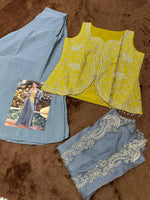 Thumbnail for Aarshi Fashions Yellow Chinon Wedding Gowns