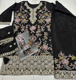 Thumbnail for Aarshi Fashions Black Chinon Heavy Embroidery Wedding Palazzo Suit