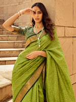 Thumbnail for NOZ2TOZ Women's Silk Blend Light Green Woven Design Designer Saree With Blouse Piece - Distacart
