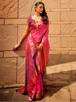 Thumbnail for NOZ2TOZ Women's Silk Blend Pink Woven Design Designer Saree With Blouse Piece - Distacart