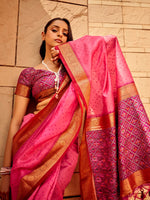 Thumbnail for NOZ2TOZ Women's Silk Blend Pink Woven Design Designer Saree With Blouse Piece - Distacart