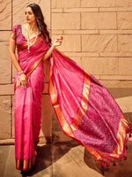 Thumbnail for NOZ2TOZ Women's Silk Blend Pink Woven Design Designer Saree With Blouse Piece - Distacart