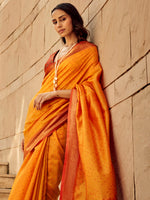 Thumbnail for NOZ2TOZ Women's Silk Blend Yellow Woven Design Designer Saree With Blouse Piece - Distacart