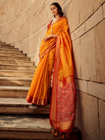 Thumbnail for NOZ2TOZ Women's Silk Blend Yellow Woven Design Designer Saree With Blouse Piece - Distacart