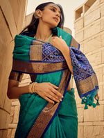 Thumbnail for NOZ2TOZ Women's Silk Blend Light Blue Woven Design Designer Saree With Blouse Piece - Distacart