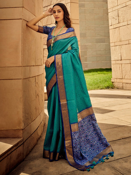 NOZ2TOZ Women's Silk Blend Light Blue Woven Design Designer Saree With Blouse Piece - Distacart