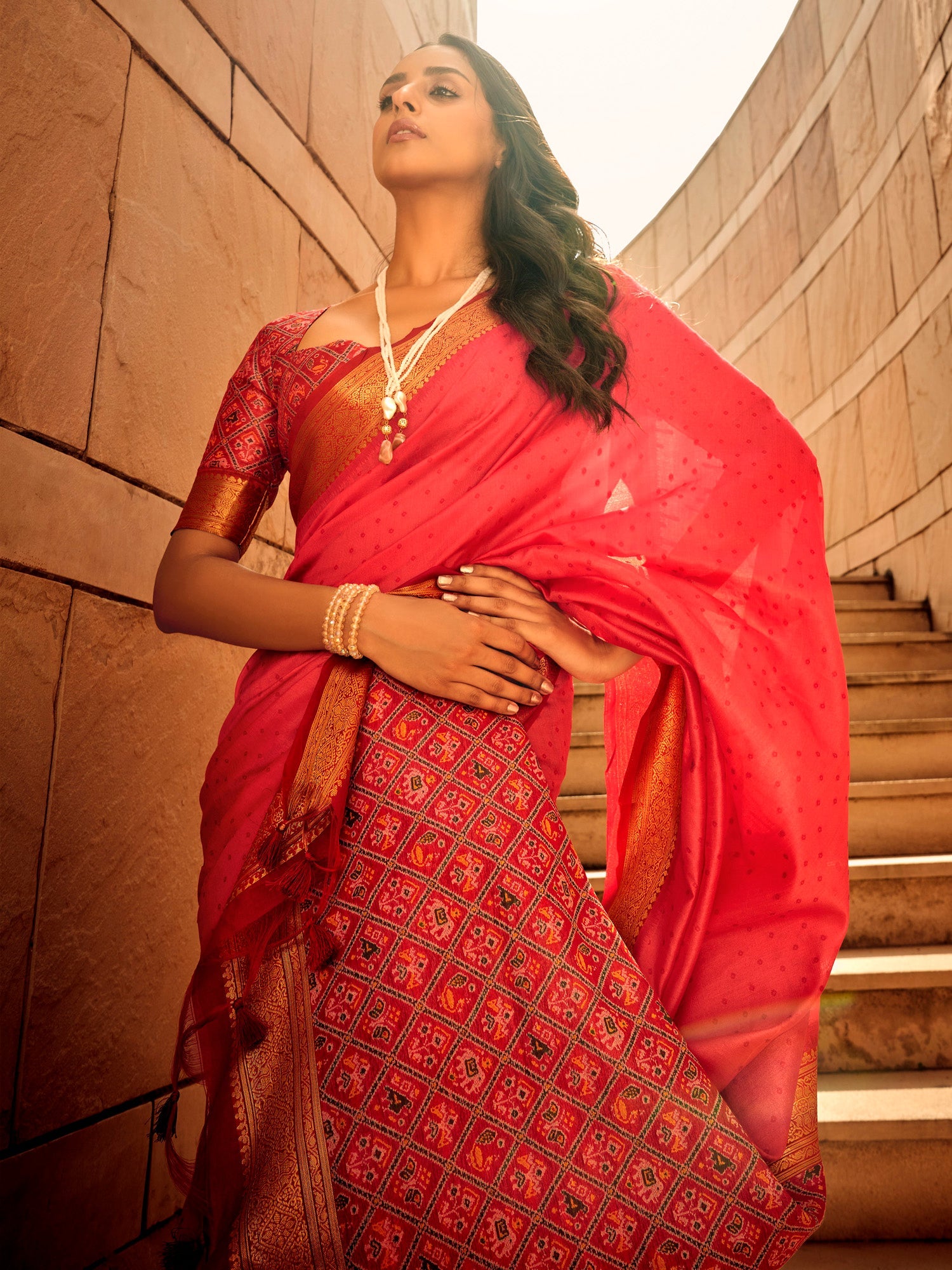 NOZ2TOZ Women's Silk Blend Pink Woven Design Designer Saree With Blouse Piece - Distacart