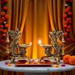 Thumbnail for Saudeep India Oxidized Metal Diya for Puja - Dista