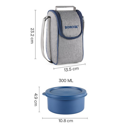 Borosil Carrymore Microwavable Stainless Steel Lunchbox with Bag - Dista