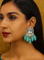 Thumbnail for Jewel City Traditional Gold-Plated Kundan Earrings with Blue Beads – Handcrafted Ethnic Dangler Jewelry – Wedding & Party Wear