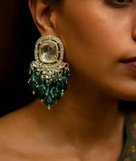 Thumbnail for Jewel City Traditional Gold-Plated Kundan Earrings with Blue Beads – Handcrafted Ethnic Dangler Jewelry – Wedding & Party Wear