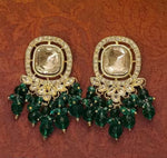 Thumbnail for Jewel City Traditional Gold-Plated Kundan Earrings with Blue Beads – Handcrafted Ethnic Dangler Jewelry – Wedding & Party Wear