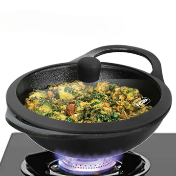 Hawkins Futura Cast Iron Nonstick Kadai with Glass Lid - Black (CIK15G) - Distacart