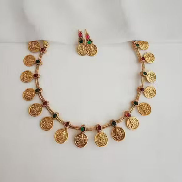 Jewel City Temple Coin Necklace Set – Traditional Gold-Plated Lakshmi Design – South Indian Ethnic Jewelry Set