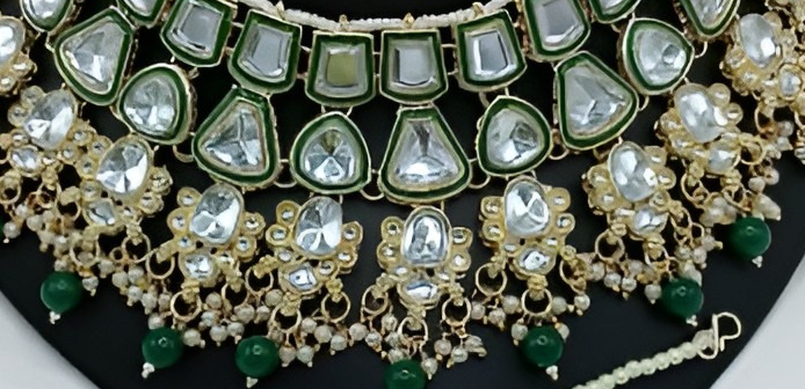 Jewel City Kundan Choker Set with Pearl Tassels - Premium Glass Cut Stone Wedding Collection