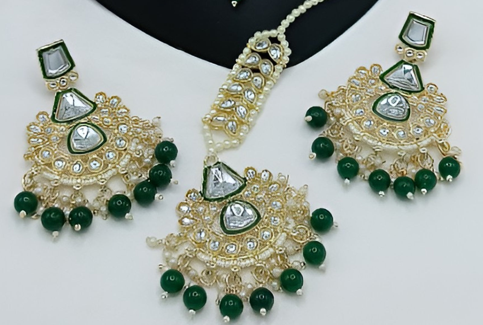 Jewel City Kundan Choker Set with Pearl Tassels - Premium Glass Cut Stone Wedding Collection