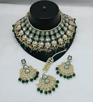 Jewel City Kundan Choker Set with Pearl Tassels - Premium Glass Cut Stone Wedding Collection