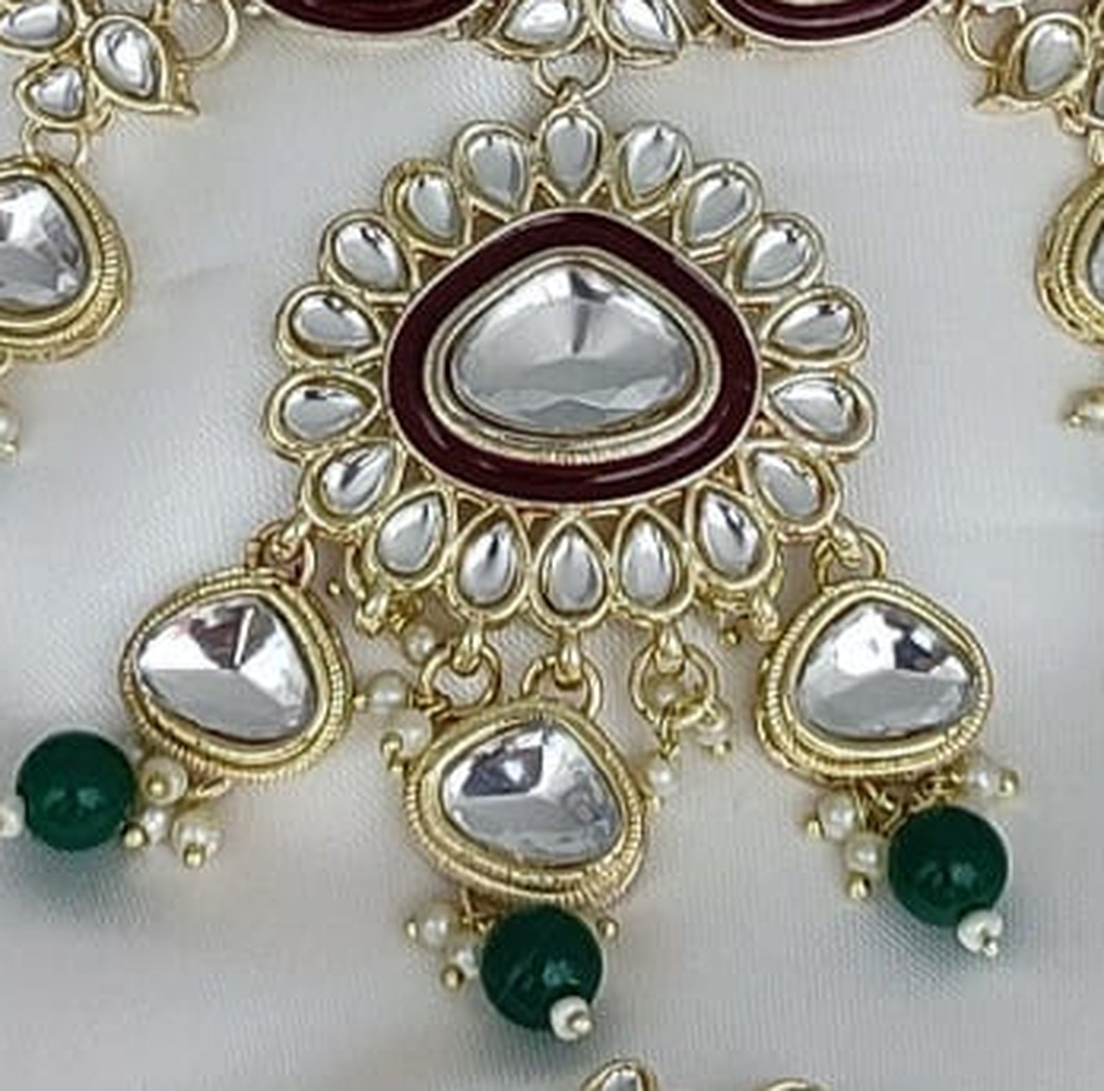 Jewel City Crystal Glass Kundan Choker Set with Maang Tikka - Royal Wedding Collection (Premium Pearl Drops)