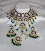 Thumbnail for Jewel City Crystal Glass Kundan Choker Set with Maang Tikka - Royal Wedding Collection (Premium Pearl Drops)