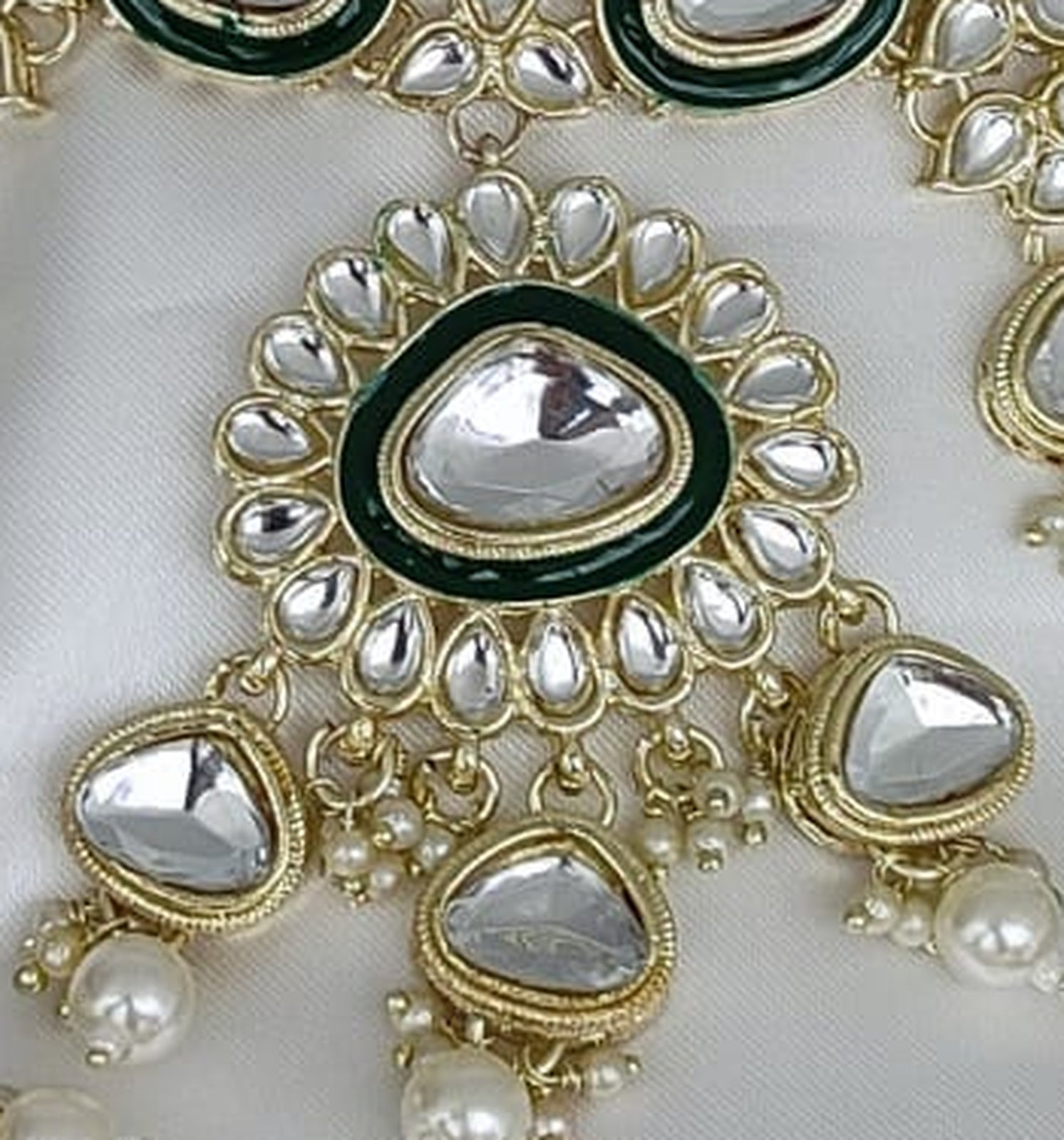 Jewel City Crystal Glass Kundan Choker Set with Maang Tikka - Royal Wedding Collection (Premium Pearl Drops)