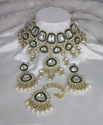 Thumbnail for Jewel City Crystal Glass Kundan Choker Set with Maang Tikka - Royal Wedding Collection (Premium Pearl Drops)