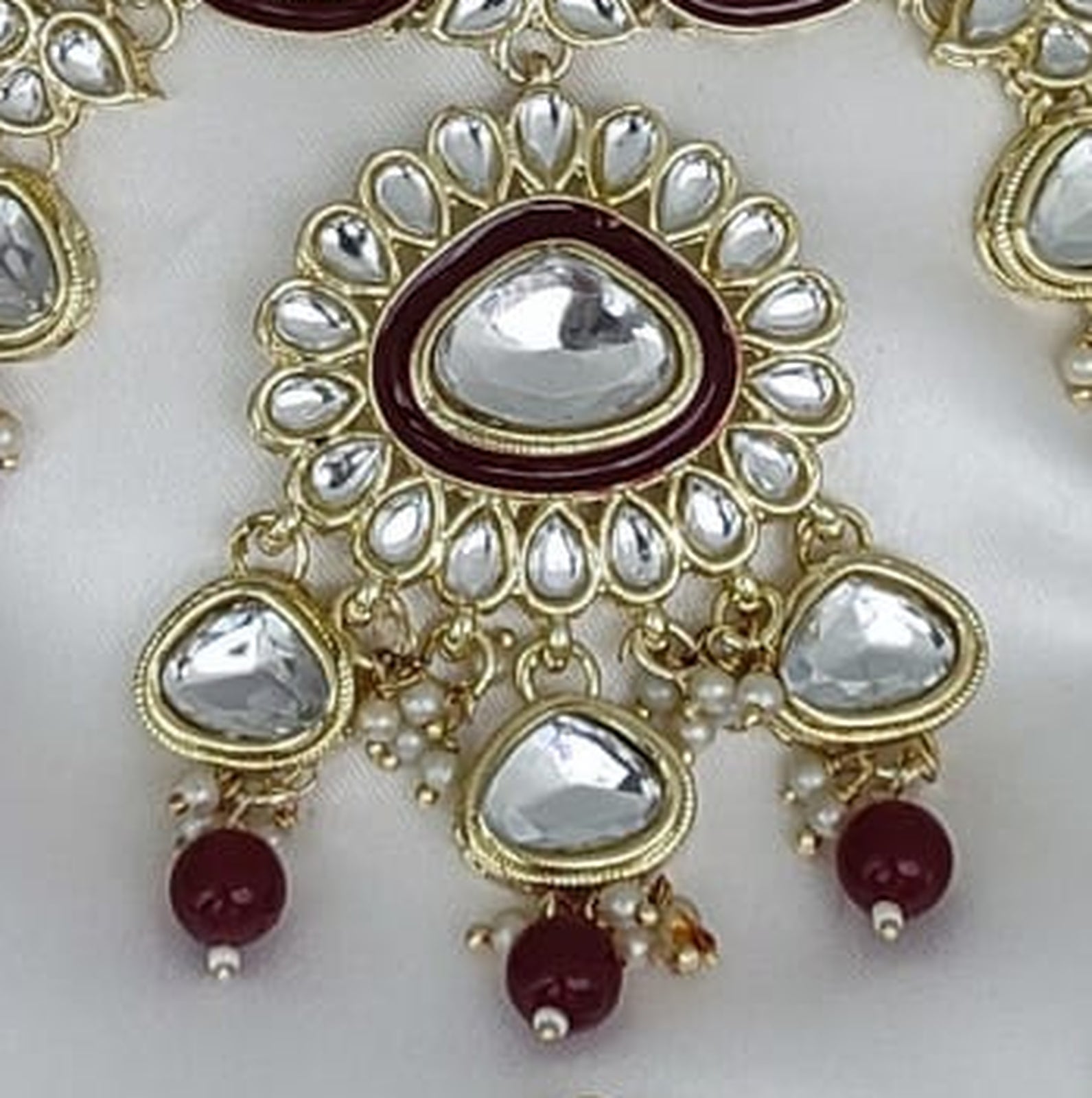 Jewel City Crystal Glass Kundan Choker Set with Maang Tikka - Royal Wedding Collection (Premium Pearl Drops)