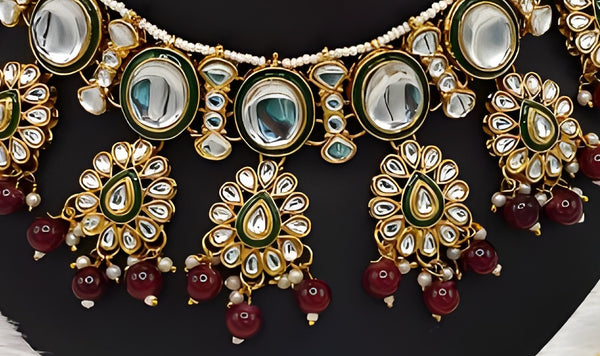 Jewel City Kundan Pearl Necklace Set with Maang Tikka - Designer Meenakari Wedding Jewelry Collection