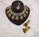 Thumbnail for Jewel City Kundan Pearl Necklace Set with Maang Tikka - Designer Meenakari Wedding Jewelry Collection