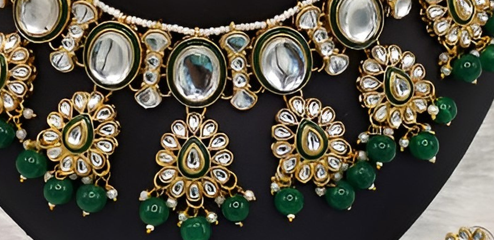 Jewel City Kundan Pearl Necklace Set with Maang Tikka - Designer Meenakari Wedding Jewelry Collection