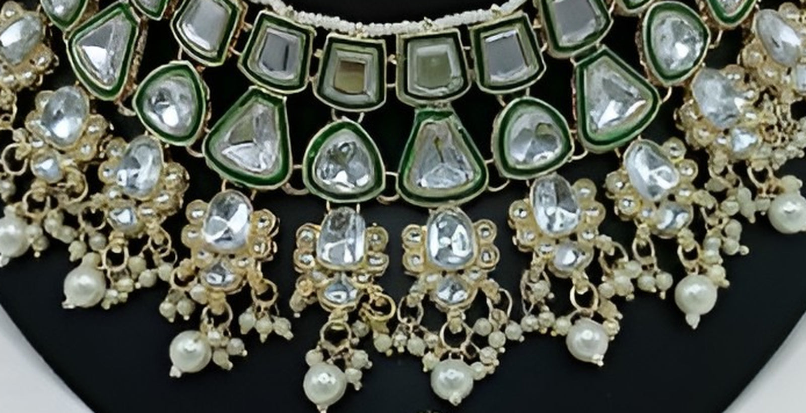 Jewel City Kundan Choker Set with Pearl Tassels - Premium Glass Cut Stone Wedding Collection