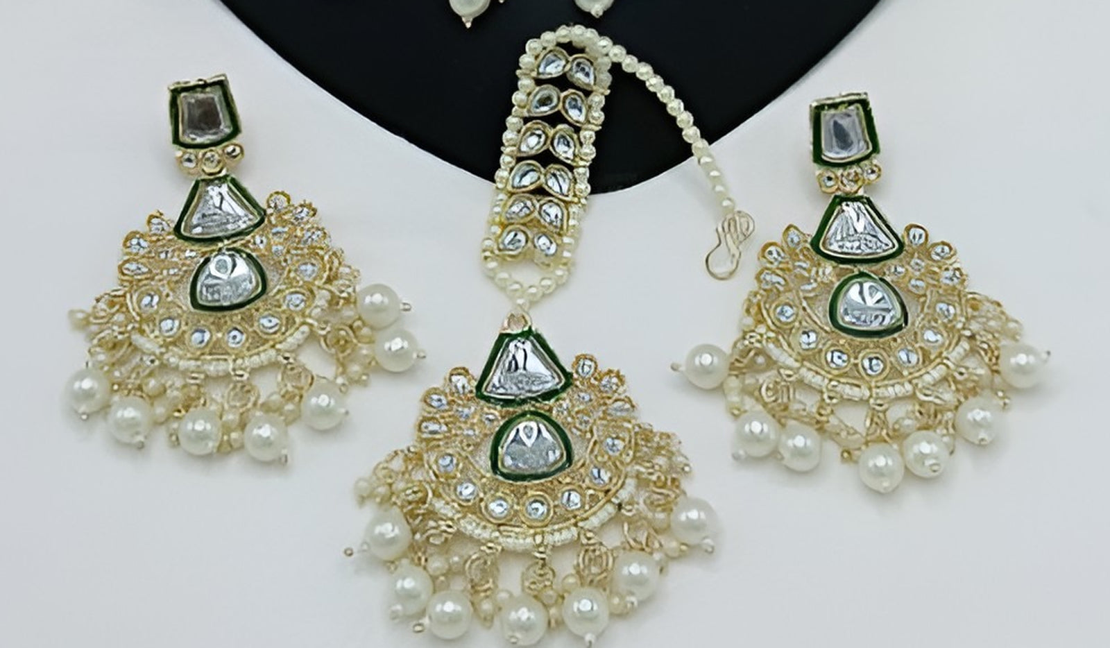 Jewel City Kundan Choker Set with Pearl Tassels - Premium Glass Cut Stone Wedding Collection