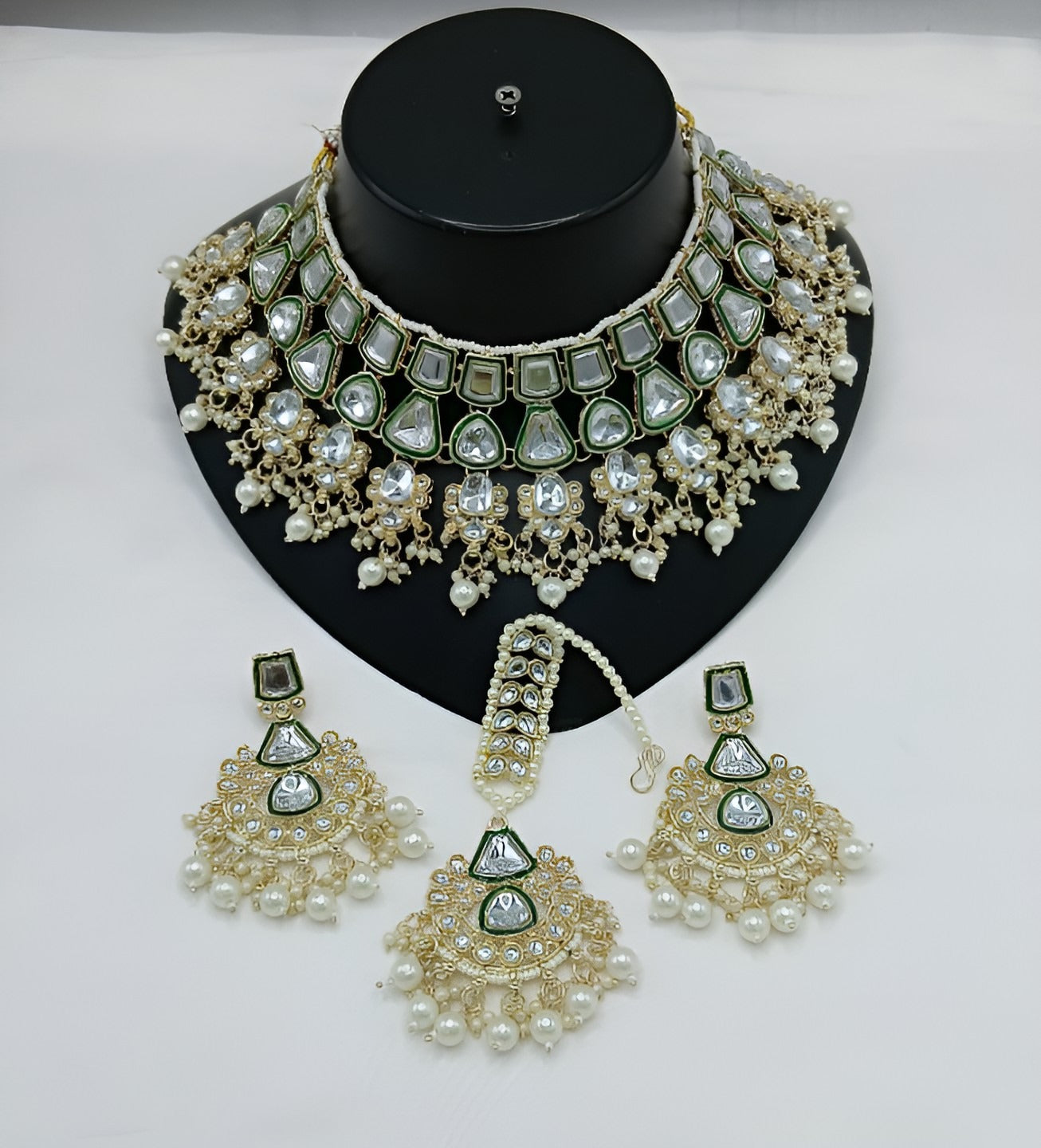 Jewel City Kundan Choker Set with Pearl Tassels - Premium Glass Cut Stone Wedding Collection