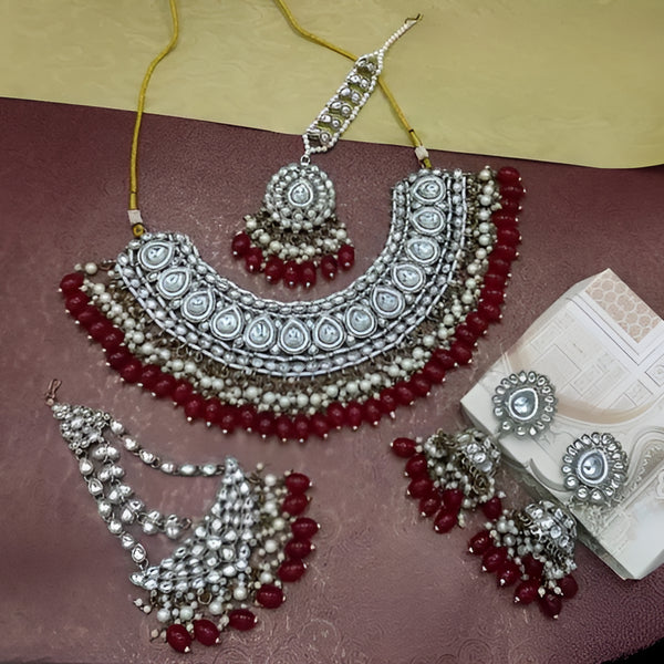 Jewel City Kundan Choker Necklace Set with Tikka, Earrings & Passa - Handcrafted Traditional Wedding Jewelry Collection - Distacart