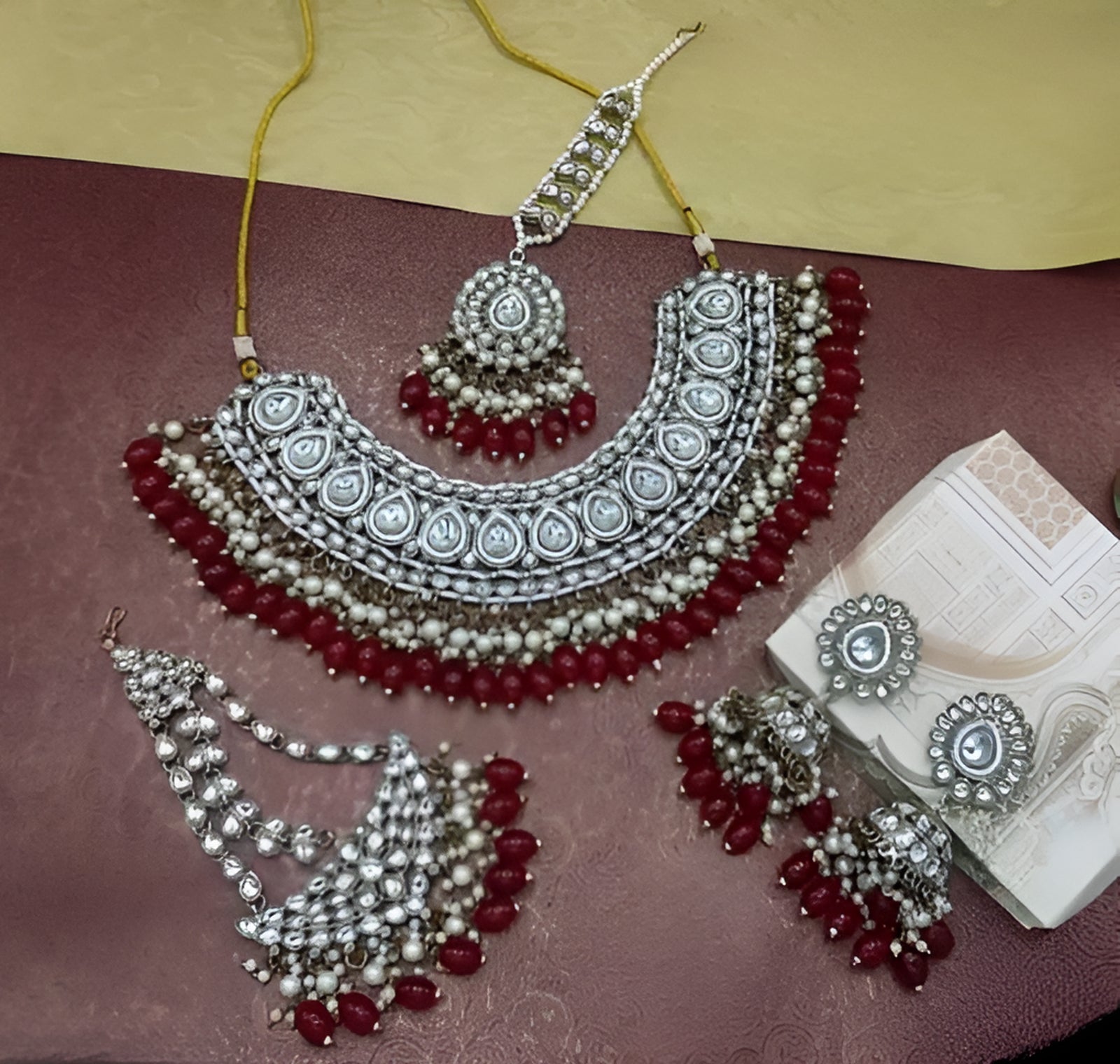 Jewel City Kundan Choker Necklace Set with Tikka, Earrings & Passa - Handcrafted Traditional Wedding Jewelry Collection - Distacart