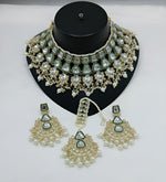 Thumbnail for Jewel City Kundan Choker Set with Pearl Tassels - Premium Glass Cut Stone Wedding Collection