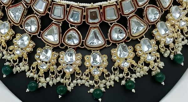 Jewel City Kundan Choker Set with Pearl Tassels - Premium Glass Cut Stone Wedding Collection