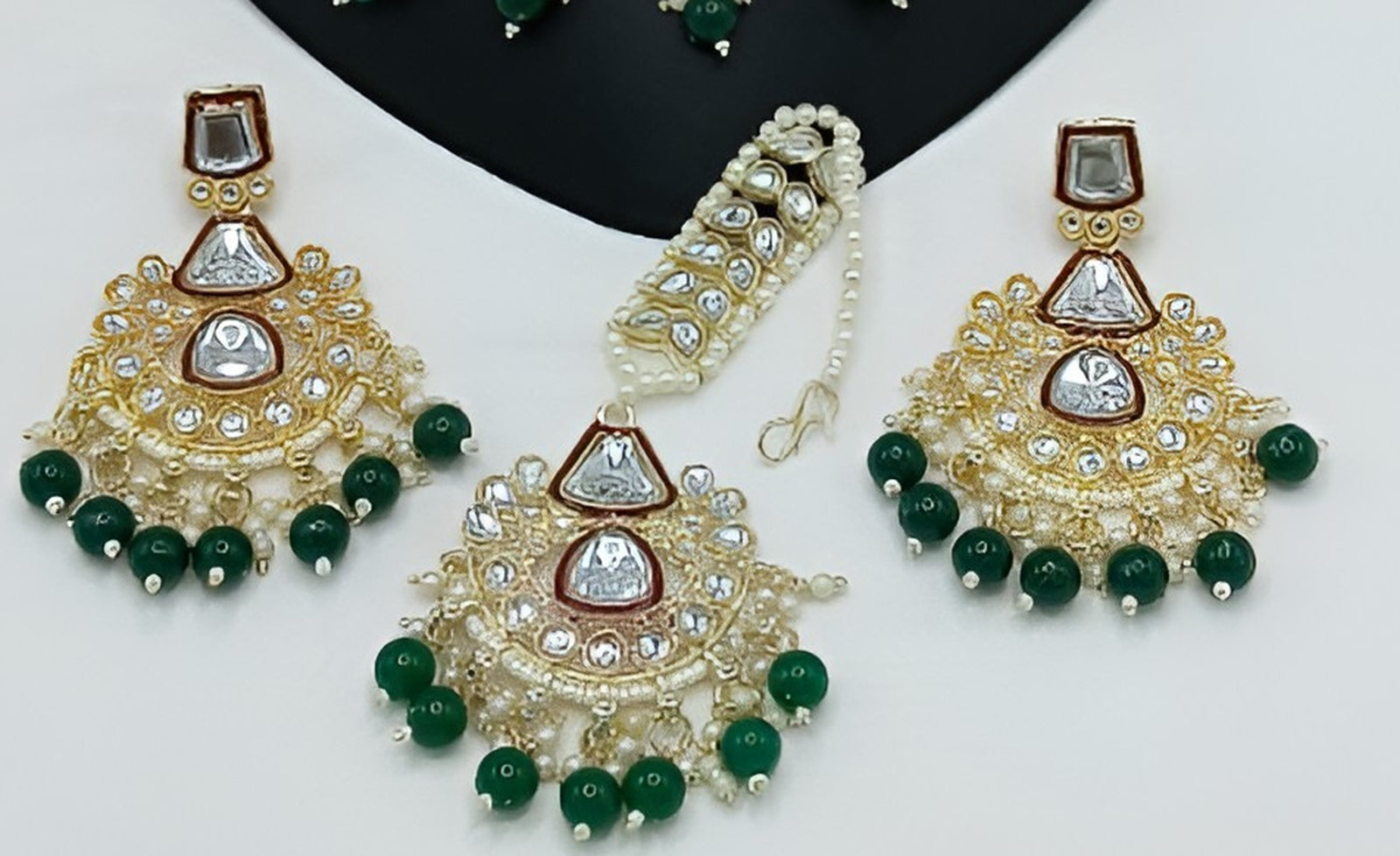 Jewel City Kundan Choker Set with Pearl Tassels - Premium Glass Cut Stone Wedding Collection