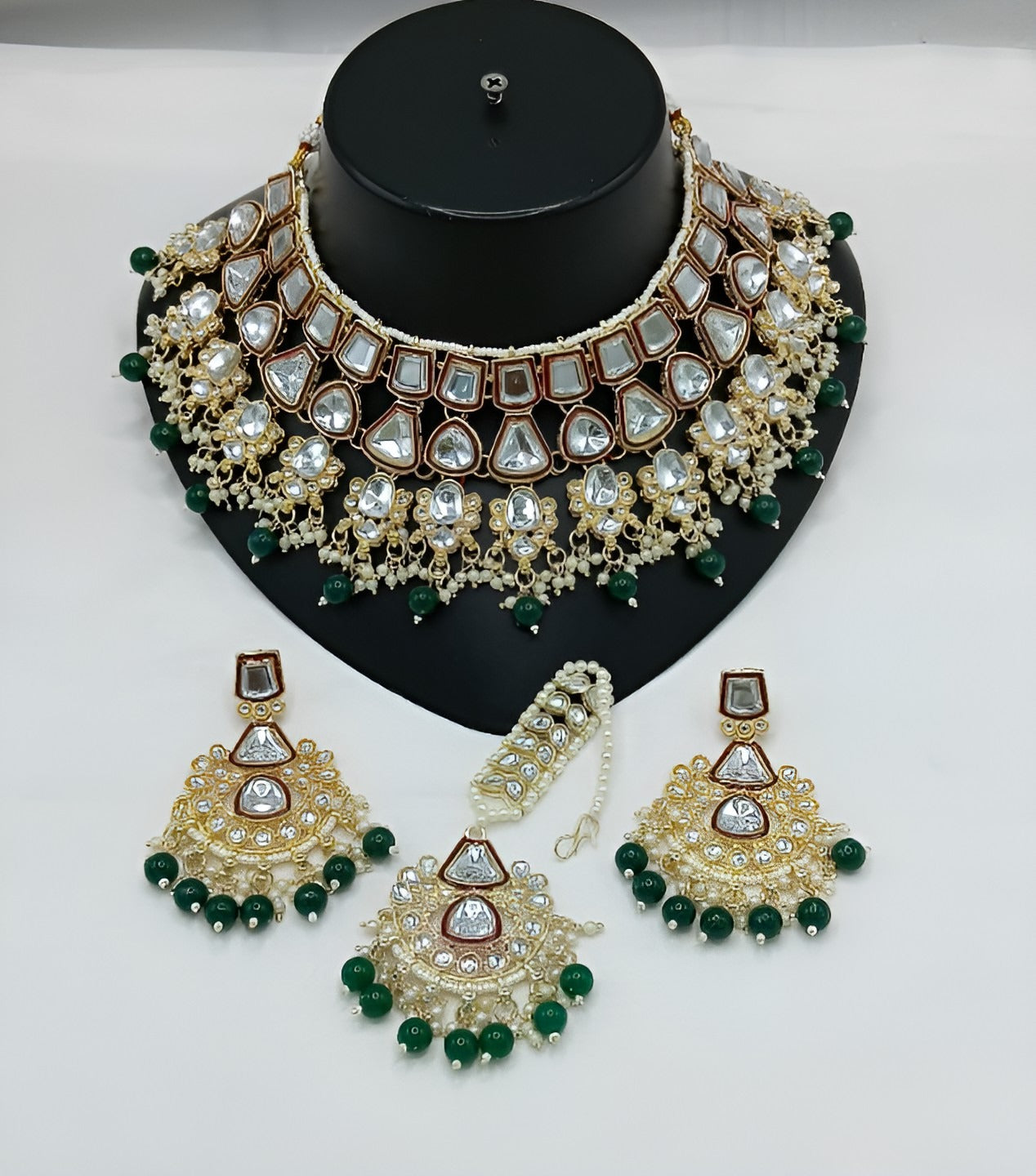 Jewel City Kundan Choker Set with Pearl Tassels - Premium Glass Cut Stone Wedding Collection