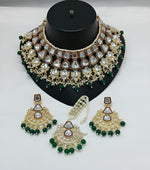 Thumbnail for Jewel City Kundan Choker Set with Pearl Tassels - Premium Glass Cut Stone Wedding Collection