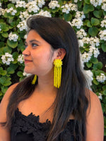 Thumbnail for Inhanns Handmade Crystal Waterfall Earrings - Long - Yellow - Distacart