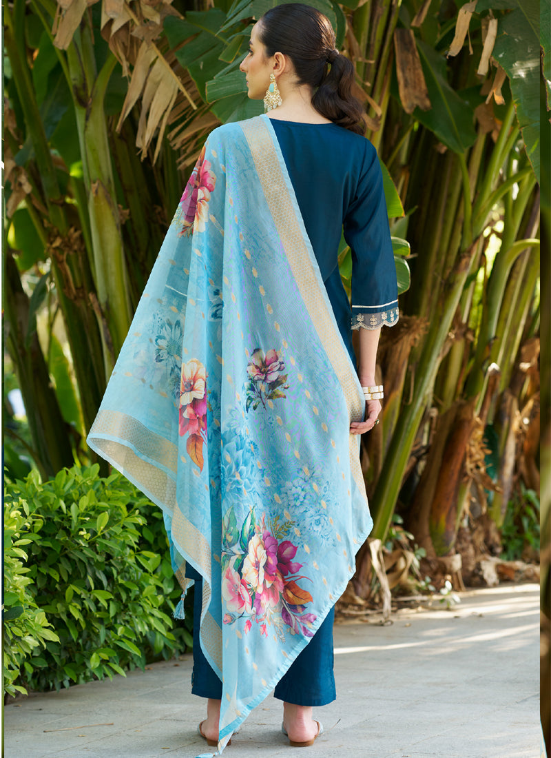 Vegaa Fashion Royal Blue Viscose Rayon Embroidered Salwar Suit