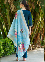 Thumbnail for Vegaa Fashion Royal Blue Viscose Rayon Embroidered Salwar Suit