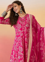 Thumbnail for Vegaa Fashion Rani Pink Roman Silk Embroidered Palazzo Suit