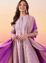 Thumbnail for Vegaa Fashion Baby Pink Roman Silk Embroidered Palazzo Suit