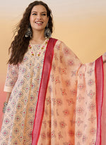Thumbnail for Vegaa Fashion Cream Roman Silk Embroidered Palazzo Suit